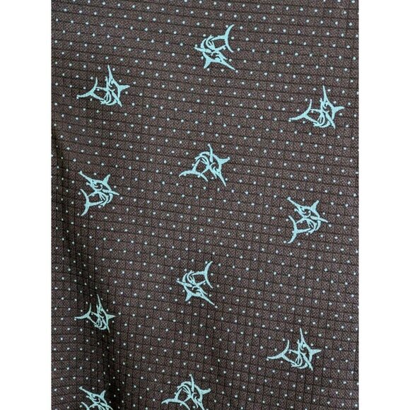 Mens Shirt XXL Navy Blue Swordfish Polka Dot Casual Button Up Collared Stretch - Picture 3 of 5